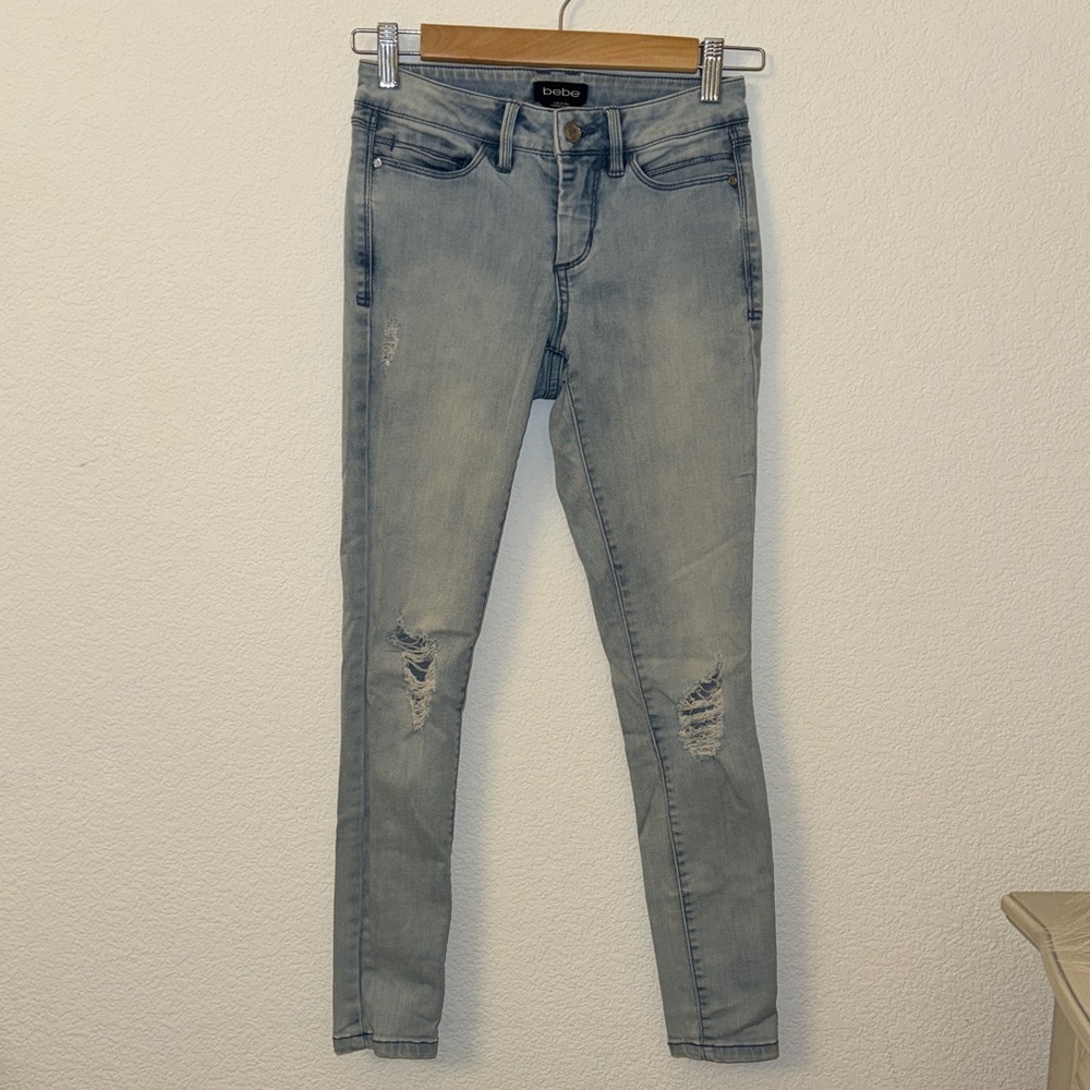 Bebe Faded Blue Skinny Jeans